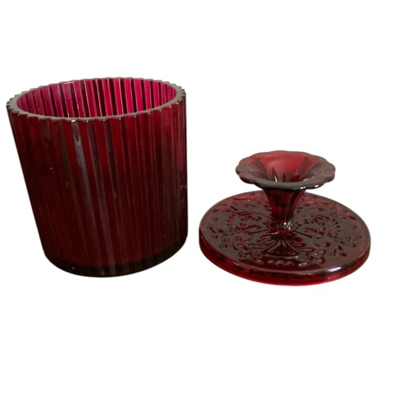 PartyLite Ruby Red Glass Empty Jar with Decorative Lid - Picture 4 of 7